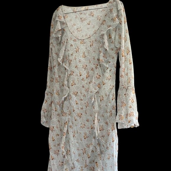 SPELL Gypsy NWOT Fleur Frill Bias Maxi flowy dress In Teapot Blue M - Picture 13 of 16